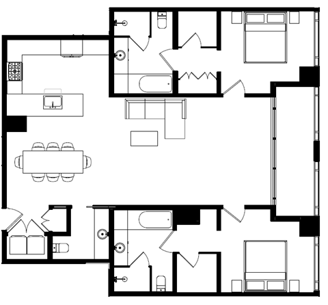 Floor plan for 3 beds, 2.5 baths, 1866 sqft